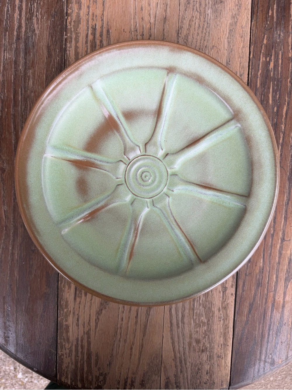 Frankoma 94FL Wagon Wheel Prairie Green Dinner Plate